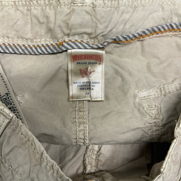 True Religion Leslie Cargo Surf Shorts Surf Champions 69 Patch Khaki Sz 28 NWT - Picture 9 of 12